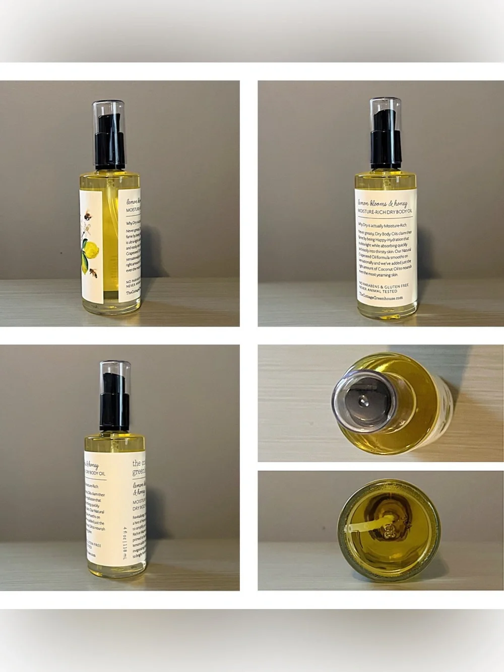 The Cottage Greenhouse Lemon Blooms Honey Margot Elena Body Oil Spray Handcreme